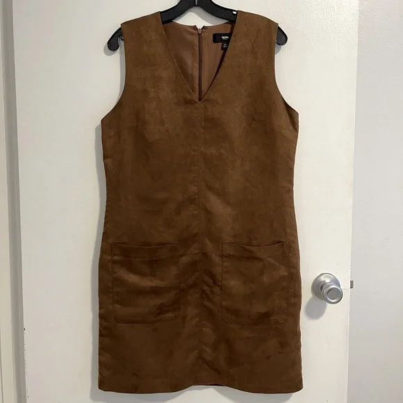 Dresses | Brown Suede Sleeveless Dress With Pockets | Poshmark